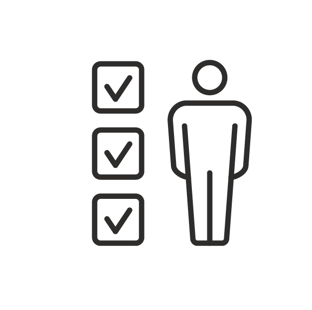 Person standing next to tick boxes